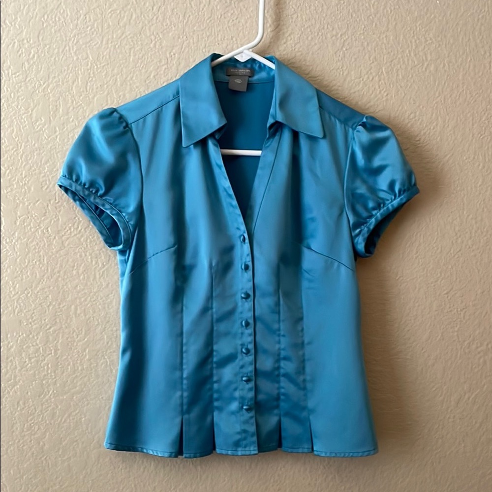 Blue Satin blouse Ann Taylor